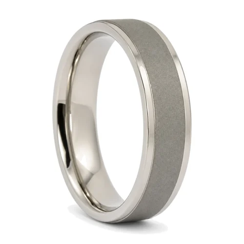 Titanium 6mm Mens Ring with Matte Center