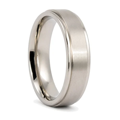 Titanium Raised Centreline Mens 6mm Wedding Ring