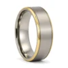 Mens Titanium 8mm Ring with Gold Edge