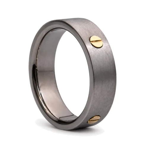 Titanium Ring with Gold Screw Detailing