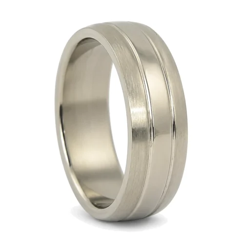 Dual Finish 6mm Titanium Mens Ring