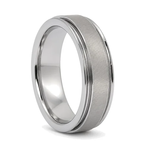 Tungsten 6mm Mens Wedding Ring with Satin Center