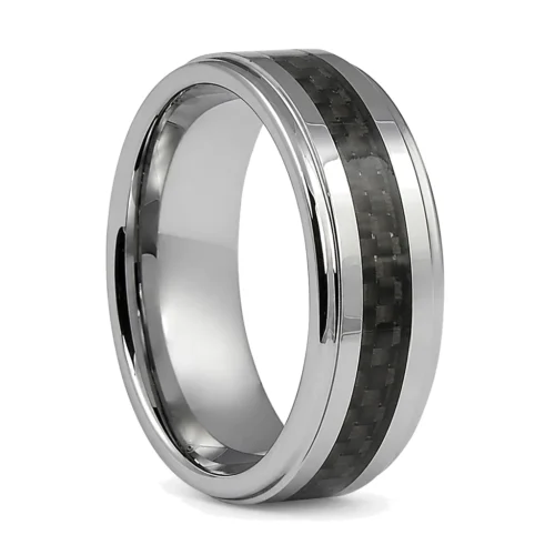 Tungsten 8mm Ring With Carbon Fibre Centreline