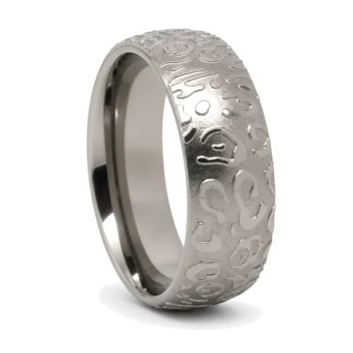 Titanium 8mm Ring With Embossed Jaguar Pattern