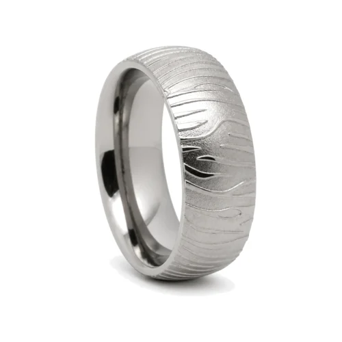 Titanium 8mm Ring with Embossed Tiger Stripes