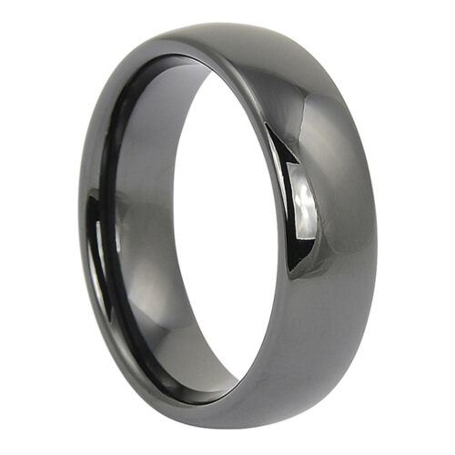 Black Polished Ceramic Mens Ring