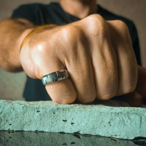 FTR-013-Tungsten-Mens-Ring Cut Edge 8mm Tungsten Mens Ring