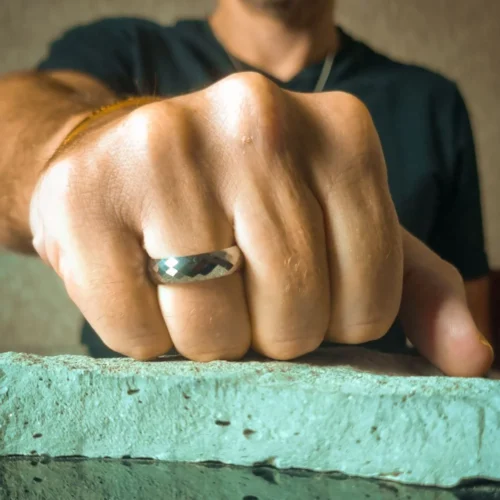 Mens Highly Faceted 6mm Tungsten Ring