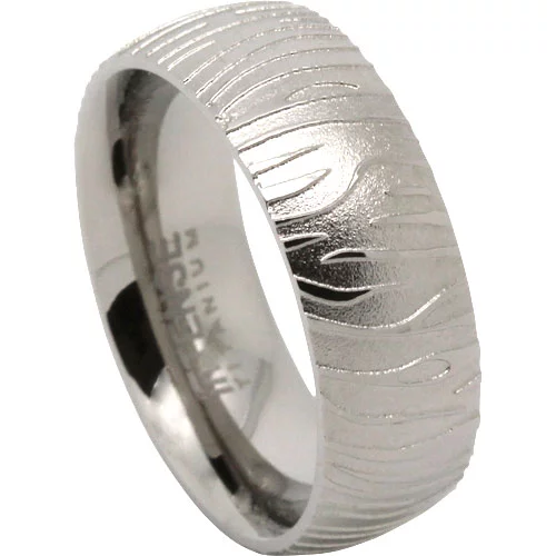 Titanium 8mm Ring with Embossed Tiger Stripes