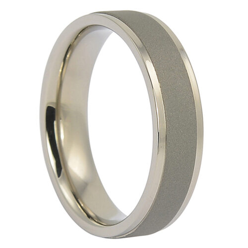 Dark Brushed Titanium Mens Wedding Ring
