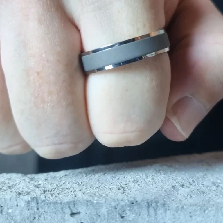 Titanium 6mm Mens Ring with Matte Center