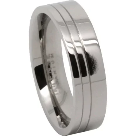 ITR-065-OFFSET-TWIN-GROOVED-6MM-TITANIUM-MENS-RING-video Offset Twin Grooved 6mm Titanium Mens Ring