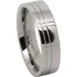 Offset Twin Grooved 6mm Titanium Mens Ring