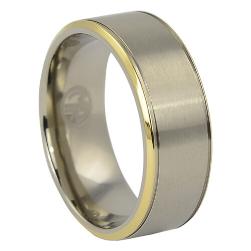 Mens Titanium Ring with Gold Edge