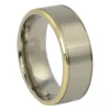 Mens Titanium 8mm Ring with Gold Edge