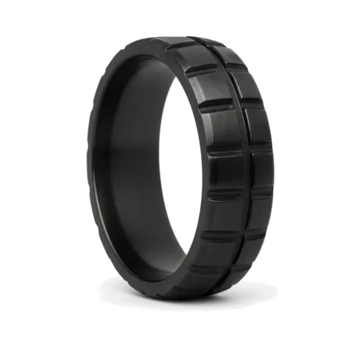 Grooved 10mm Black Steel Ring