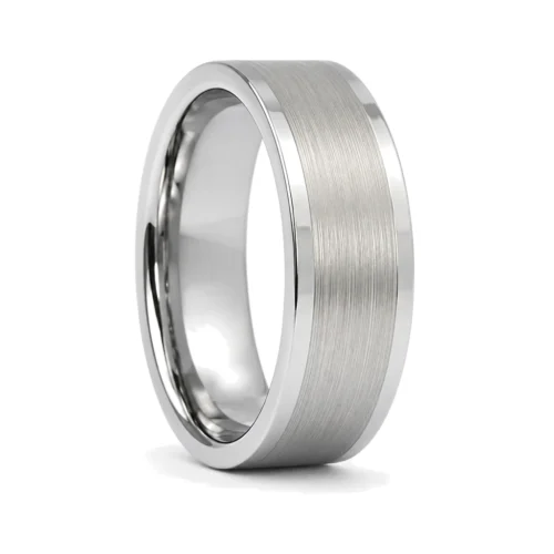 Brushed 8mm Flat Mens Tungsten Ring
