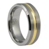 Tungsten 8mm Mens Wedding Ring With Gold