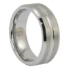 Brushed Tungsten 8mm Ring with Polished Centerline
