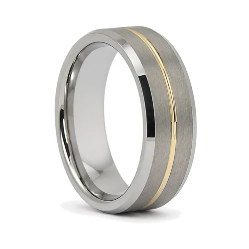 Tungsten 8mm Wedding Ring with Gold