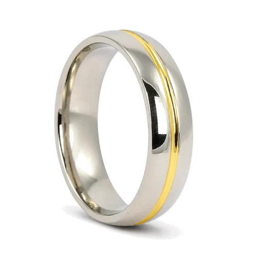 Gold Centreline Titanium 6mm Wedding Ring