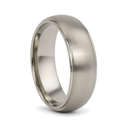 Titanium 7mm Mens Dome Wedding Ring
