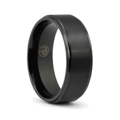 Mens Black Titanium 8mm Ring