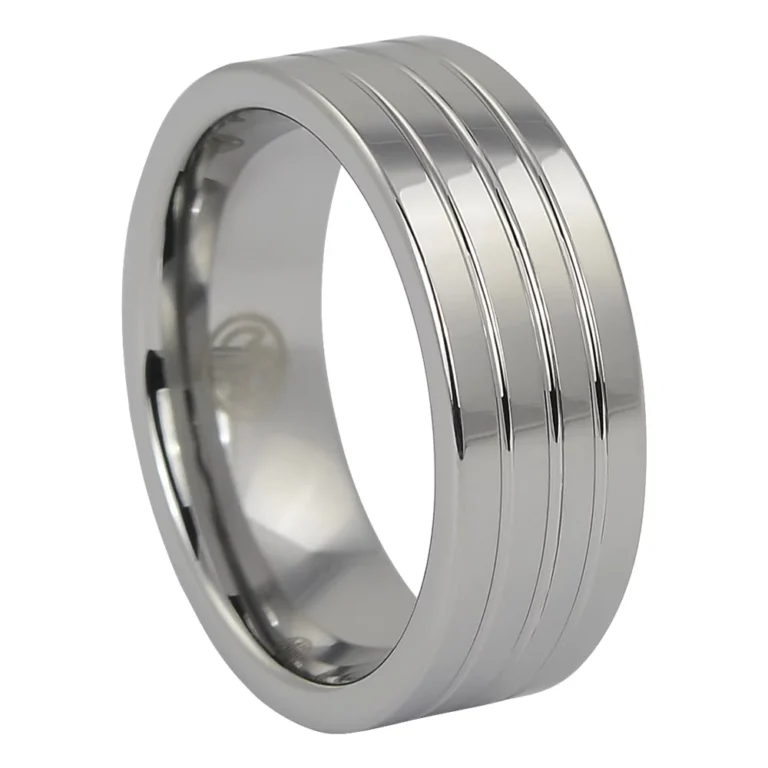 Wide Triple Grooved 8mm Tungsten Ring