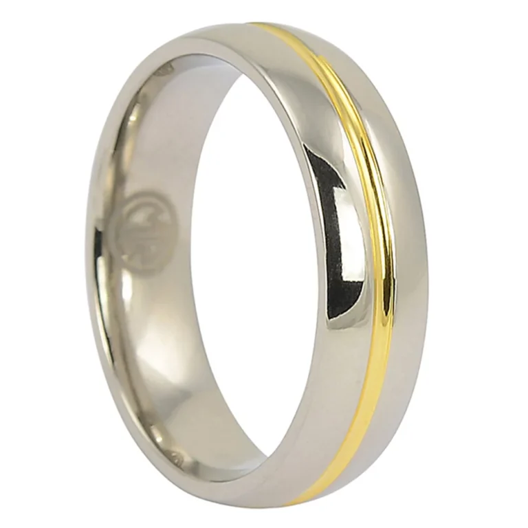 Gold Centreline Titanium 6mm Wedding Ring