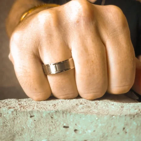 ITR-082-Titanium-Ring Titanium 7mm Ring with Unique Edge