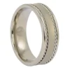 Titanium 7mm Mens Ring with Rope Edges