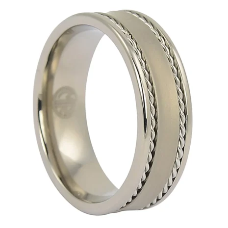 ITR-084-Titanium-Mens-Ring-with-Rope-Edges-video Titanium 7mm Mens Ring with Rope Edges