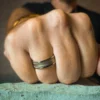 Titanium 7mm Mens Ring with Rope Edges