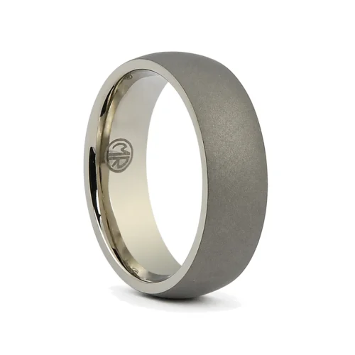 Dark Matte Finish Titanium Dome 7mm Mens Ring