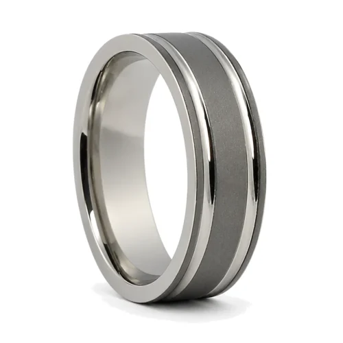 Dark Matte Finish Titanium 7mm Mens Ring