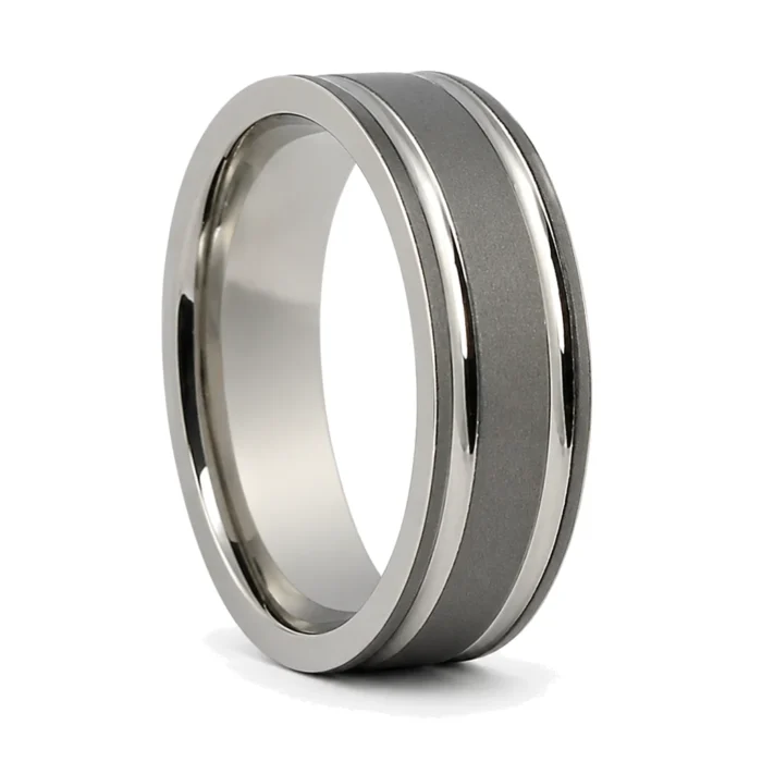 Dark Matte Finish Titanium 7mm Mens Ring
