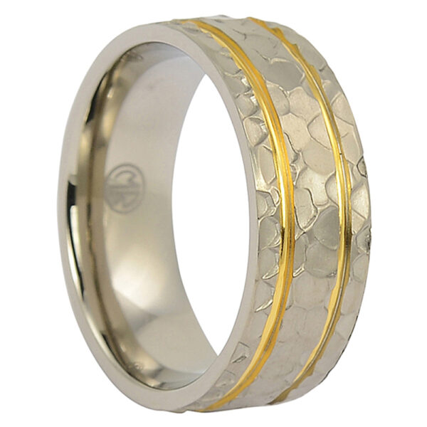 itr-093-hammered-gold-and-titanium-wedding-band