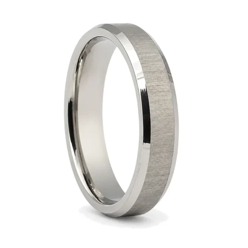 Titanium Thin Mens Wedding 5mm Ring Brushed Finish
