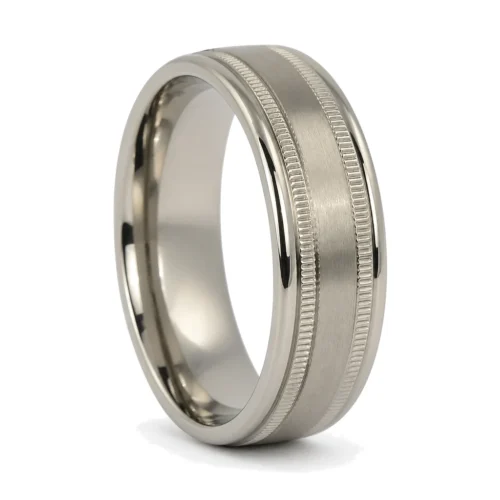Titanium Milgrain 8mm Mens Wedding Ring