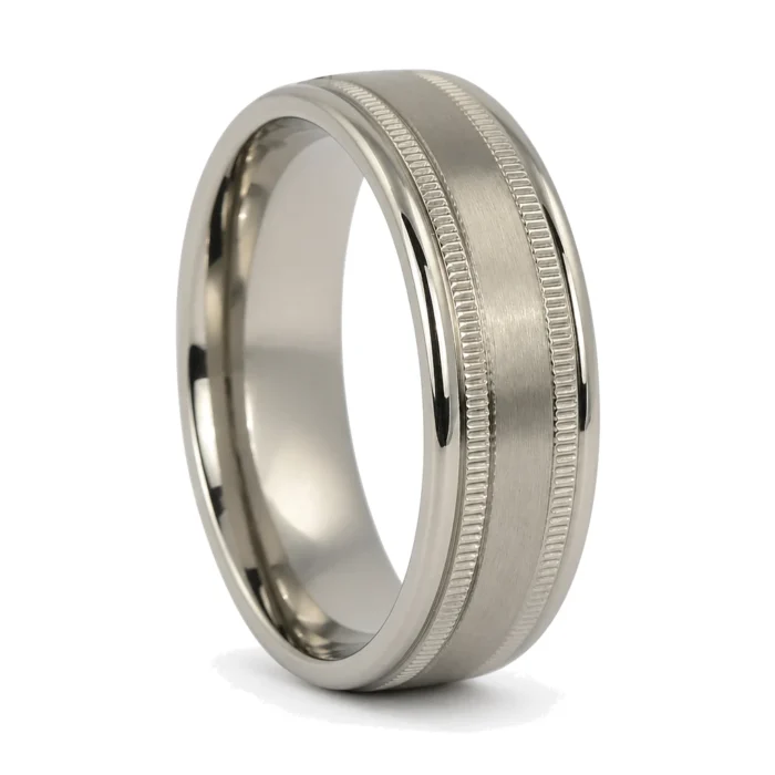 Titanium Milgrain 8mm Mens Wedding Ring