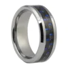 Carbon Fibre 8mm Tungsten Ring with Blue Highlights