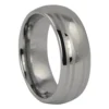 Dome Polished 8mm Tungsten Ring with Dual Brushed Line Accents