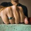 Dome Polished 8mm Tungsten Ring with Dual Brushed Line Accents