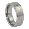 Wide Flat Polished Tungsten Ring with Dual Brushed Line Accents