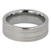 Wide Flat Polished Tungsten Ring with Dual Brushed Line Accents