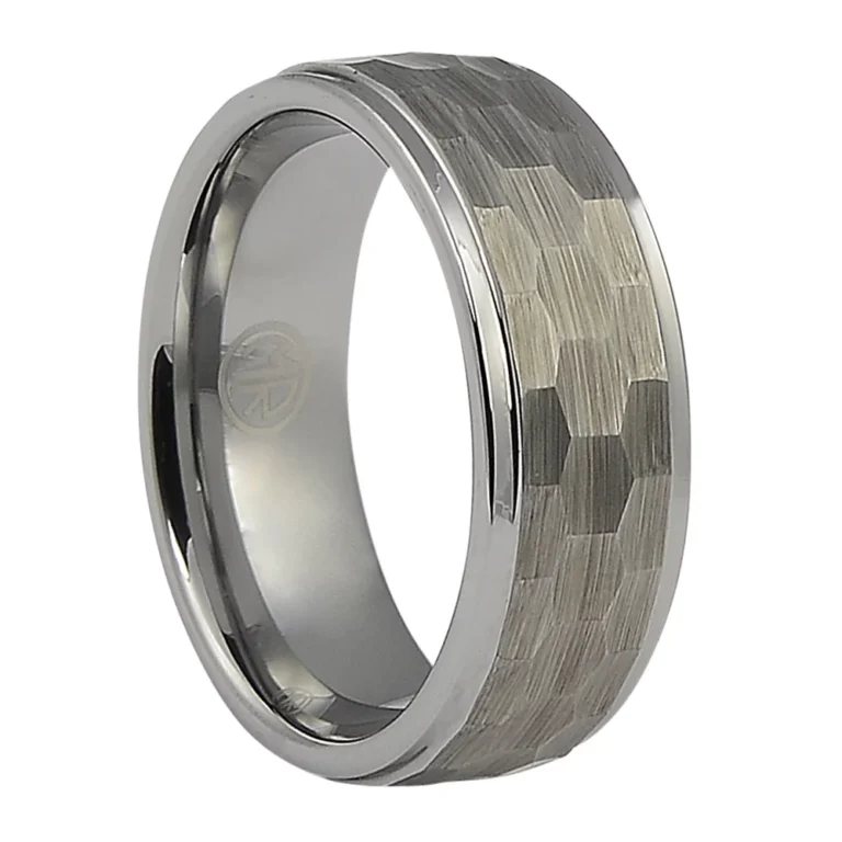 Mens Hammered 8mm Tungsten Ring