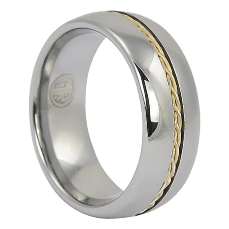 FTR-055-Mens-Wedding-Tungsten-Ring-with-Plated-Rope-Inlay-video 8mm Mens Wedding Tungsten Ring with Plated Rope Inlay