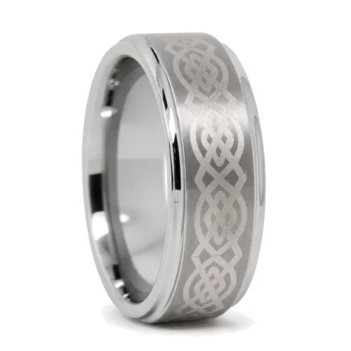 Satin Finish Celtic 8mm Tungsten Ring