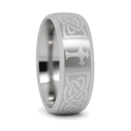 Celtic Cross 8mm Tungsten Ring