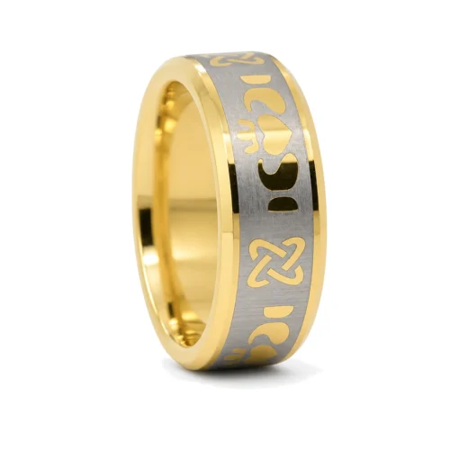 Tungsten And Gold Claddagh 8mm Ring
